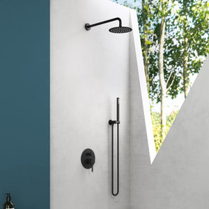 glasvilla Wassersparende Regendusche Wellness-Duschsystem schwarz matt mit rundem Duschkopf (Ø 19cm) Dusch-Set mit Handbrause & Einhebelmischer in zeitloser Optik