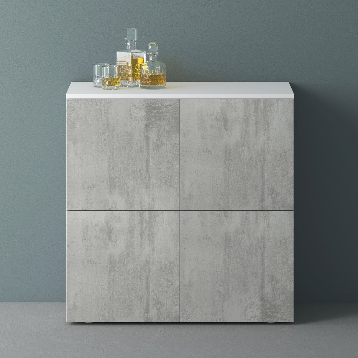 glasvilla Möbel Kommode Aufbewahrungsschrank mit 4 Türen Sideboard Schrank Mehrzweckschrank Schrank04
