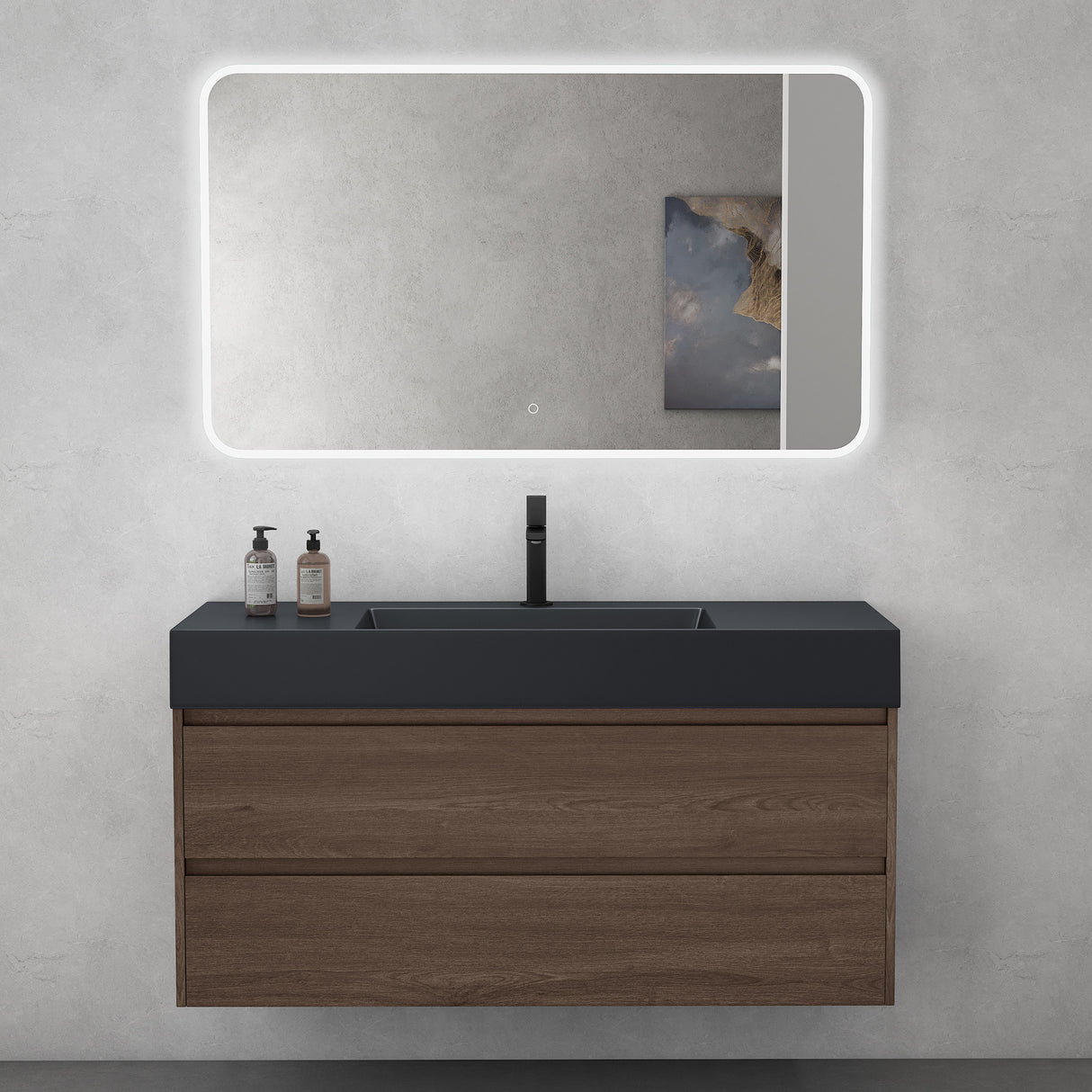 glasvilla Badmöbel Set Badezimmermöbel 120cm Waschbecken Waschtisch mit Unterschrank Deep