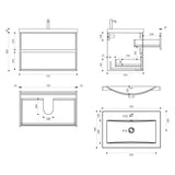 glasvilla Badmöbelset Badezimmermöbel Waschbeckenunterschrank 2 Schubladen mit Soft-Close inkl. Waschbecken in Weiß aus Mineralguss Rimo
