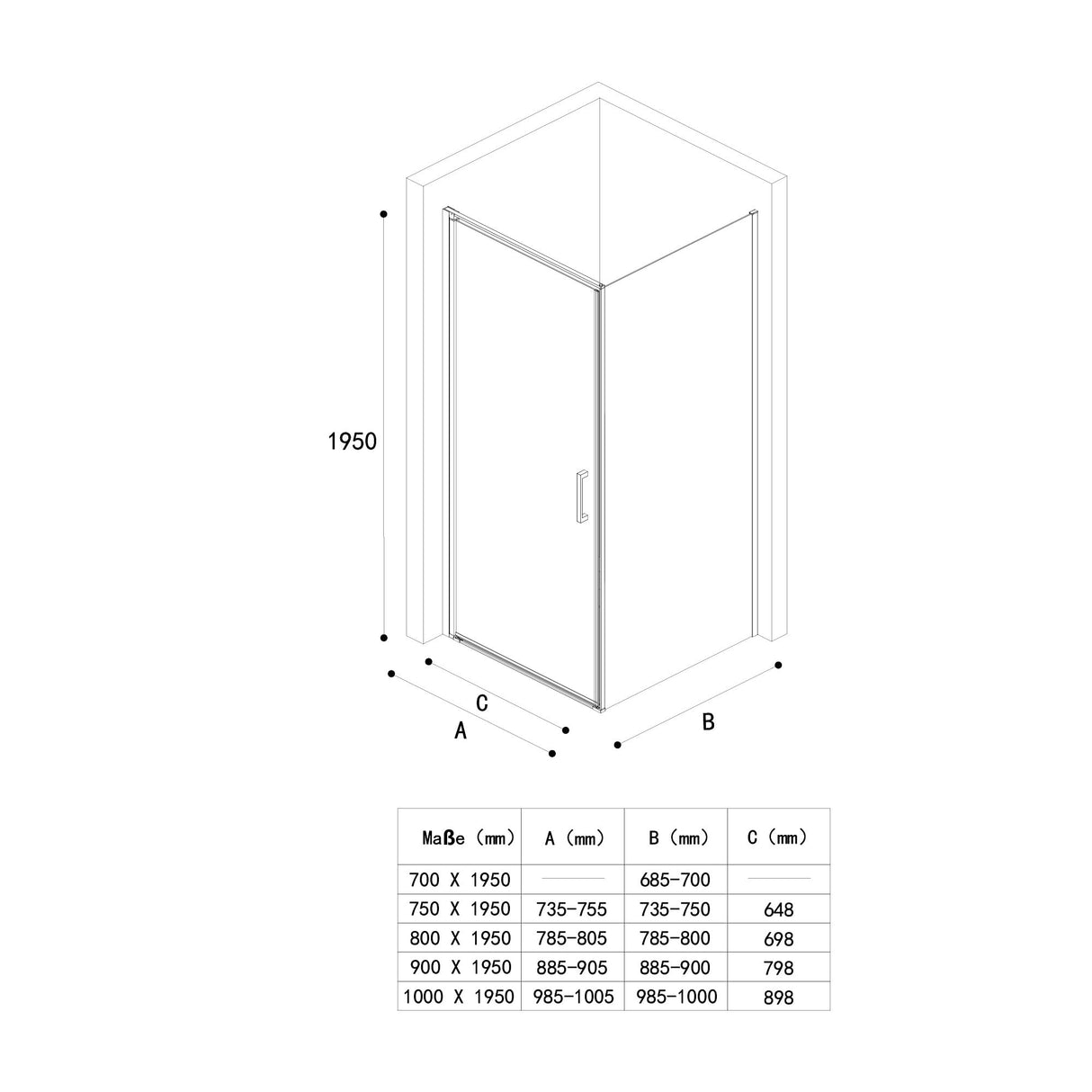 glasvilla Duschkabine Hebe-Senk-Mechanismus Milchglas Streifen Rav36MS-Plus 8mm ESG-Sicherheitsglas Nano-Beschichtung