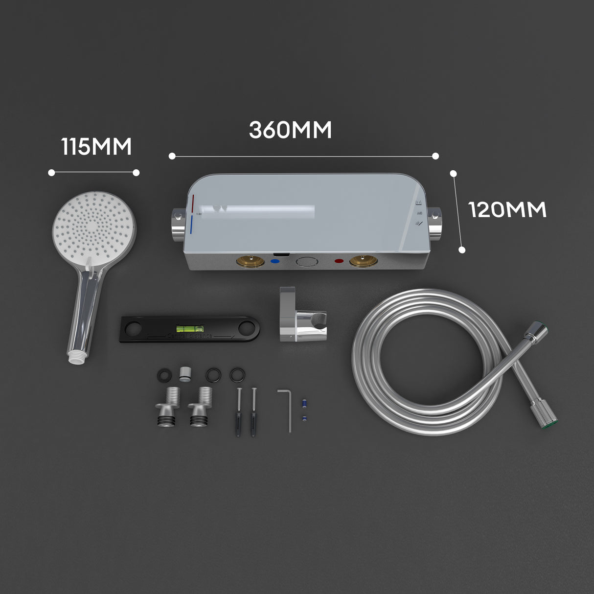 glasvilla Termostato Grifo de Bañera con Ducha de Mano Grifo de Bañera Termostato de Bañera 4 Tipos de Chorro Grifo de Pared para Bañera de Latón incl. Manguera de Ducha Sistema de Ducha8