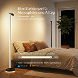 glasvilla Wohnzimmer Dimmbar mit Leselampe, RGBICWW LED Stehlampe mit Warmweiß & 16 Mio. Farben, App & Fernbedienung, 270° Licht, Musik-Sync, für Schlafzimmer Gaming, Lineora-02