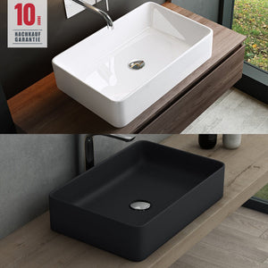 glasvilla Lavabo da Appoggio 59x38x13,5cm in Ceramica Lavandino Bagno con Nano Rivestimenti Brüssel105D