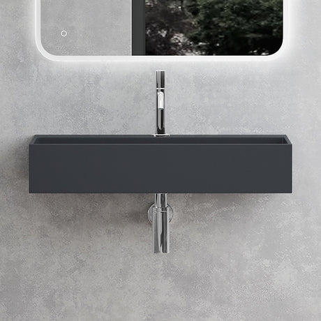 Lavabo à poser Glasvilla, lavabo suspendu en matériau minéral moulé avec trou de robinetterie Col6028