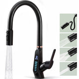 glasvilla Rubinetto da Cucina Estraibile con 3 Modalità e di Getto e Display digitale a LED Rubinetto per Lavello con Tubi e Accesorri Ruotabile a 360° MS-8085