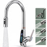 glasvilla Robinet de cuisine extensible rotatif à 360° avec 3 modes de jet d'eau, affichage numérique LED, mitigeur d'évier MS-8085