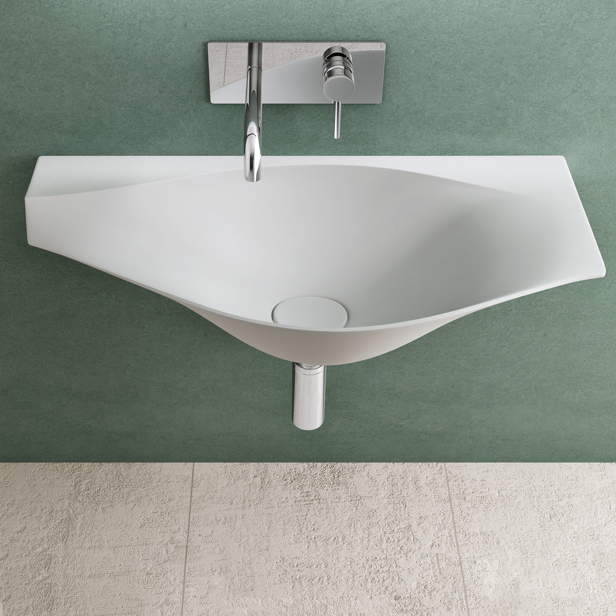 glasvilla Design Waschbecken Hängewaschtisch BTH: 80x37x22cm in Weiß Matt aus Mineralguss mit Ablaufabdeckung Waschschale Col816
