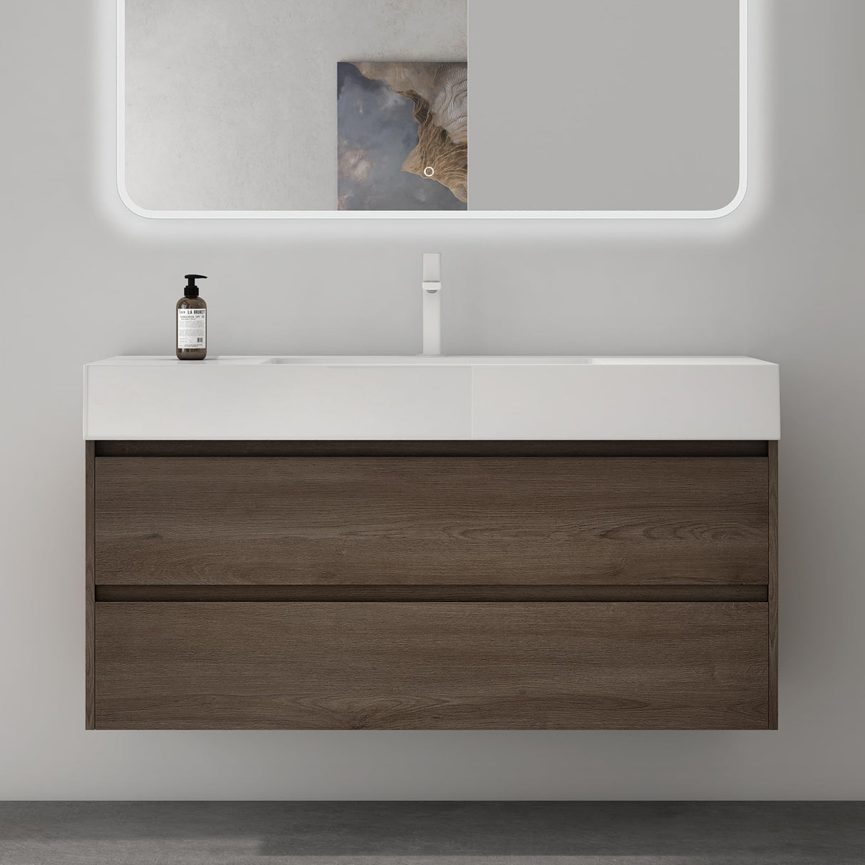 glasvilla Badmöbel-Set Waschbeckenunterschrank 120x48x63cm mit 2-Schubladen inkl. Waschbecken Deep