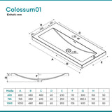 Lavabo Glasvilla Col01 Mineral Cast Rectangular con Desbordamiento y Orificio para Grifo