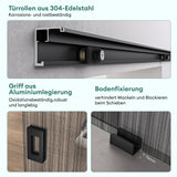 glasvilla Porta Scorrevole in Vetro Temperato 8mm, Binario e Maniglia in Lega di Alluminio per Bagno Cucina Studio Ufficio, Muranino-001