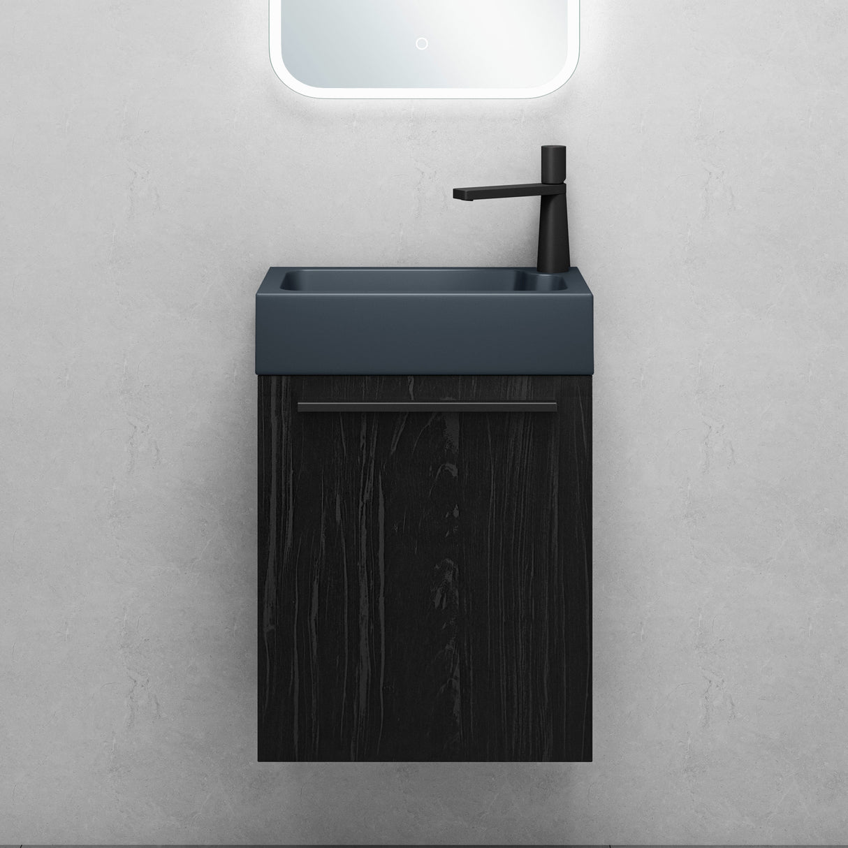 glasvilla Badmöbelset Badezimmermöbel Waschbeckenunterschrank inkl. Waschbecken Anthrazit matt und LED-Badspiegel BxTxH 46x26x63 cm Pisa