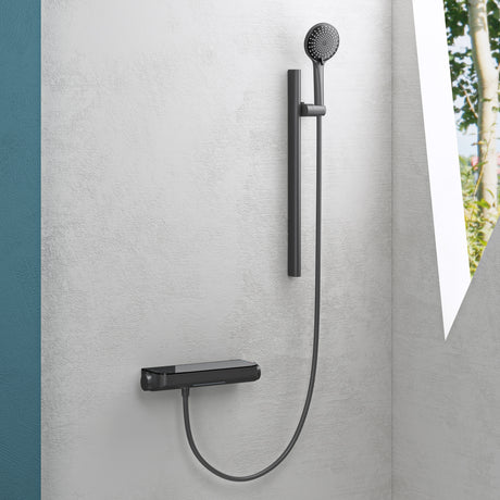 glasvilla Duschsystem mit Thermostat, Duscharmatur Komplettset mit Sicherheitsverriegelung, 3 Strahlarten höhenverstellbar Duschbrause mit Unterauslauf aus Messing  Duschsystem9