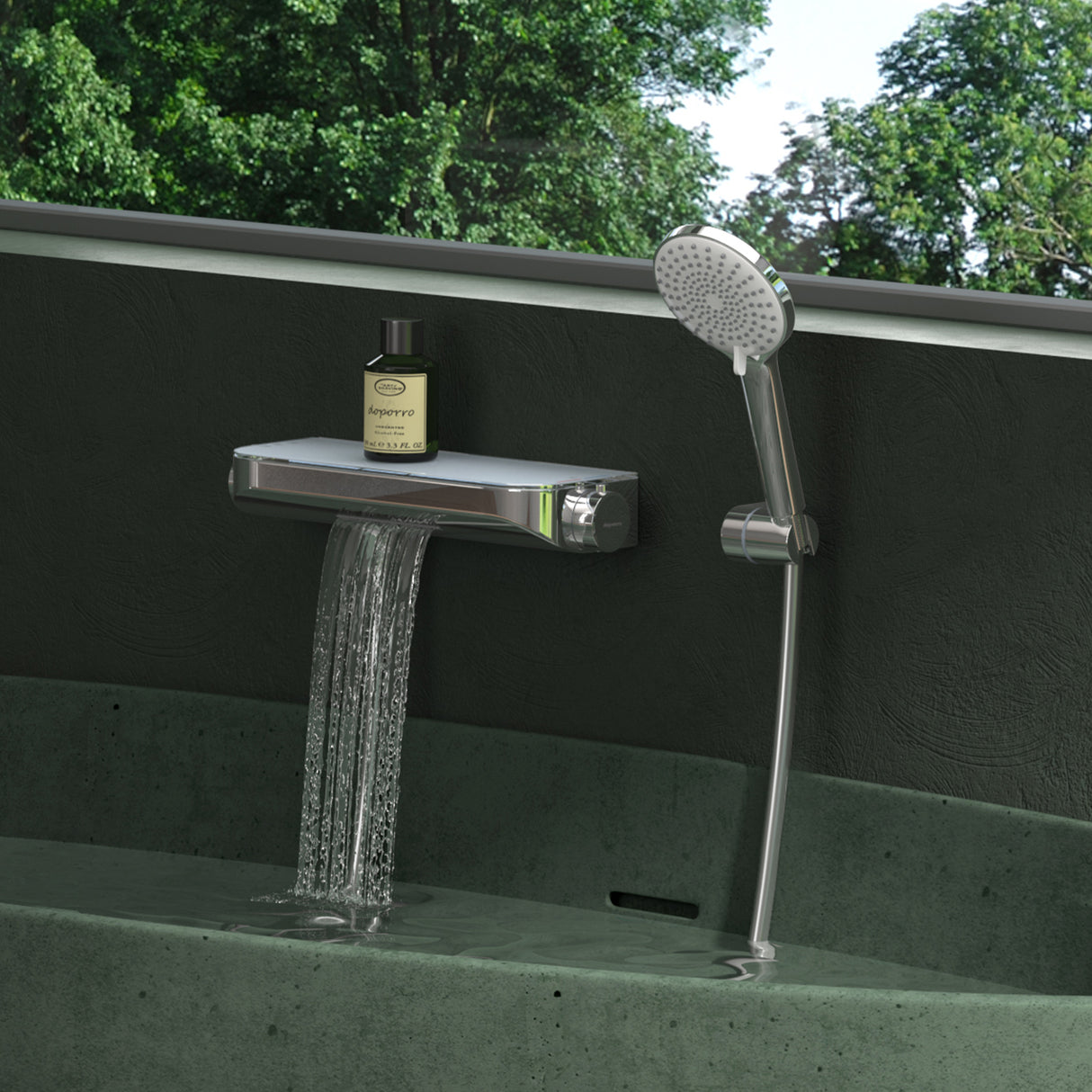 glasvilla Termostato Grifo de Bañera con Ducha de Mano Grifo de Bañera Termostato de Bañera 4 Tipos de Chorro Grifo de Pared para Bañera de Latón incl. Manguera de Ducha Sistema de Ducha8