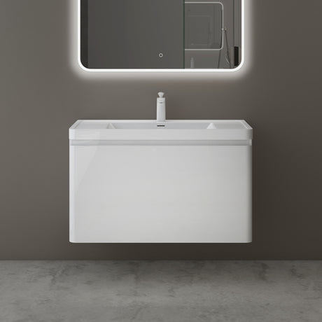 glasvilla Badmöbel-Set Waschbeckenunterschrank mit Softclose Schubladen inkl. Mineralguss Waschbecken Ancona