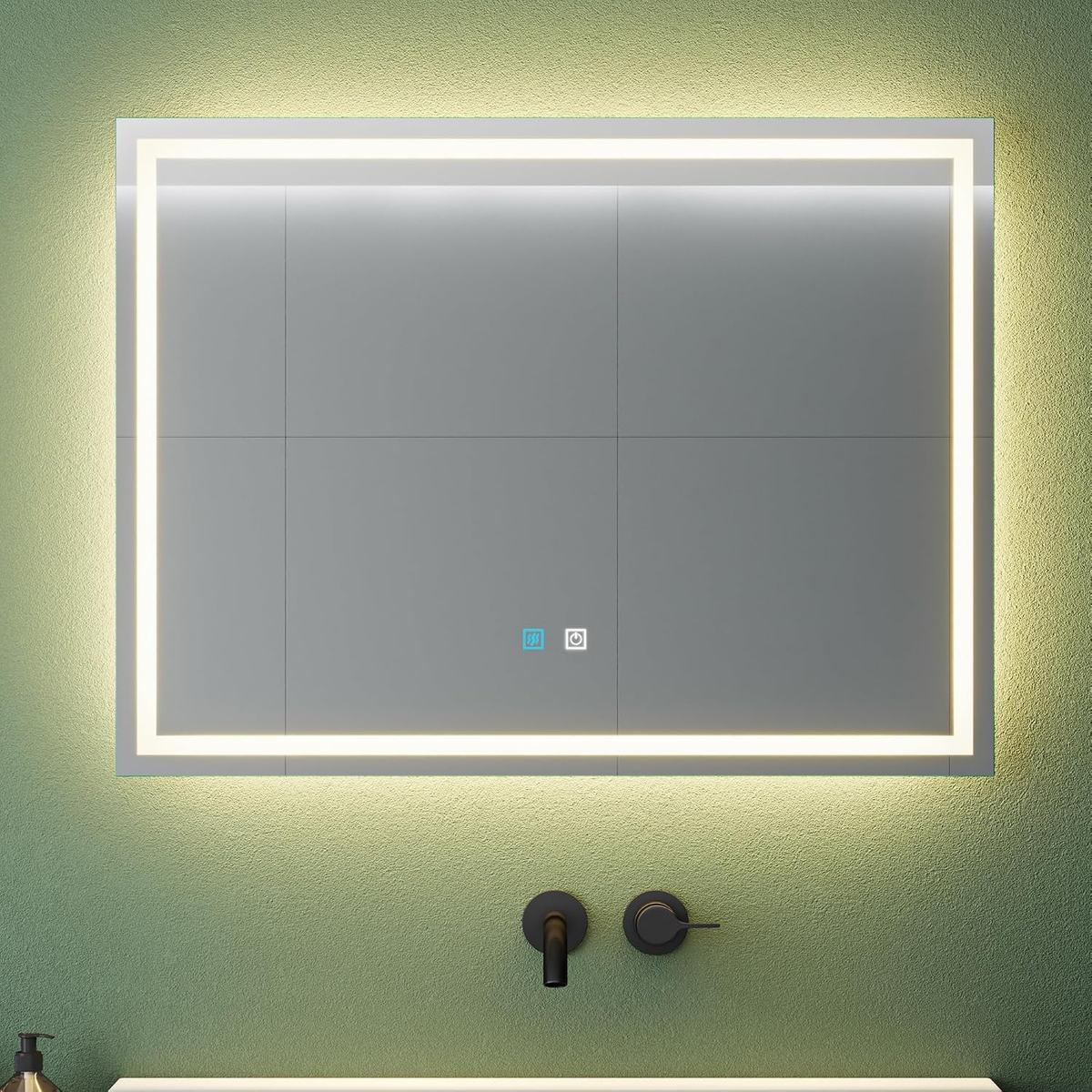 glasvilla Specchio da Bagno Appeso Specchio LED da Parete per Il Trucco Specchio da Bagno a LED con Interruttore Touch Anti-Appannamento Spiegel-02