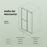 glasvilla Duschtür Nischentür dusche mit Doppelschiebetür Duschakbine Duschabtrennung, 8mm Sicherheitsglas mit Nanobeschichtung, Soft-Close-System Teramo67K