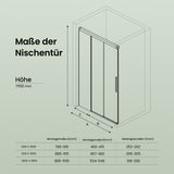 glasvilla Schiebetür für dusche, Nischentür 3-teilig Duschtür Duschakbine Duschabtrennung, 8mm Sicherheitsglas mit Nanobeschichtung, Soft-Close-System Teramo70K