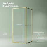 glasvilla Duschkabine Eckeinstieg  mit Schiebetür nach innen, Eckdusche Duschabtrennung 195cm Höhe, 6mm ESG-Sicherheitsglas Nano-Beschichtung Ravenna69K