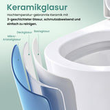 glasvilla Hänge WC Toilette Wand-WC Spülrandlos Weiß aus Keramik Wandmontage mit Absenkautomatik