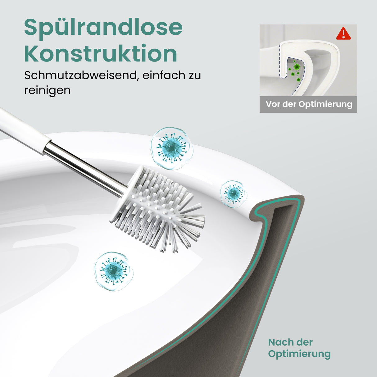 glasvilla Hänge WC Toilette Wand-WC Spülrandlos Weiß aus Keramik Wandmontage mit Absenkautomatik