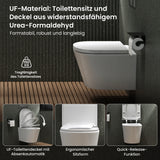 glasvilla Hänge WC Toilette Wand-WC Spülrandlos Weiß aus Keramik Wandmontage mit Absenkautomatik