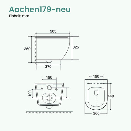 glasvilla Wand WC spülrandlos Schwarz Hänge WC spülrandlos Toilette WC mit Sitz Softclose Aachen179
