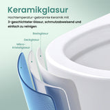glasvilla Hänge WC Toilette Wand-WC Spülrandlos Weiß aus Keramik Wandmontage mit Absenkautomatik