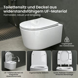 glasvilla Hänge WC Toilette Wand-WC Spülrandlos Weiß aus Keramik Wandmontage mit Absenkautomatik