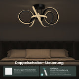 glasvilla LED Deckenleuchte Deckenlampe mit Fernbedienung, Stufenlos dimmbar 3000-6400K, flimmerfreie Zimmerlampe 65W Schwarz für Schlafzimmer, Wohnzimmer, Arbeitszimmer, Flur