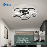 glasvilla LED Deckenleuchte Deckenlampe mit Fernbedienung 64cm, Stufenlos dimmbar 3000-6400K, Zimmerlampe 112W Schwarz für Schlafzimmer, Wohnzimmer, Arbeitszimmer, Flur Alivetta25036