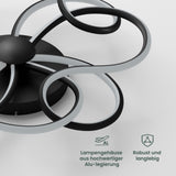 glasvilla LED Deckenleuchte Deckenlampe mit Fernbedienung 64cm, Stufenlos dimmbar 3000-6400K, Zimmerlampe 112W Schwarz für Schlafzimmer, Wohnzimmer, Arbeitszimmer, Flur Alivetta25036