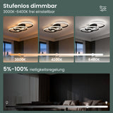 glasvilla Plafoniera LED Soffitto 70W 4189LM, Lampadario LED Soffitto 3000K - 6400K Illuminazione a Soffitto Moderna per Camera da Letto Sala Cucina Bagno Corridoio, Nero, Alivetta25037
