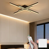 glasvilla LED Deckenleuchte Deckenlampe mit Fernbedienung 795mm, Stufenlos dimmbar 3000-6400K, Zimmerlampe 48W Schwarz für Schlafzimmer, Wohnzimmer, Arbeitszimmer, Flur Alivetta25039