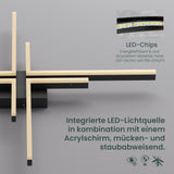 glasvilla LED Deckenleuchte Deckenlampe mit Fernbedienung 795mm, Stufenlos dimmbar 3000-6400K, Zimmerlampe 48W Schwarz für Schlafzimmer, Wohnzimmer, Arbeitszimmer, Flur Alivetta25039
