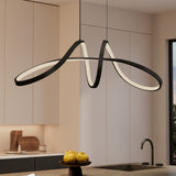 lampara colgante glasvilla 90cm LED diseño de onda dinámica 3000K/4000K/6000K cable ajustable 30W negra lámpara colgante para comedor sala de estar dormitorio