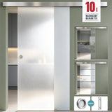 conjunto completo de puerta corredera de vidrio glasvilla Amalfi H: 2150mm, tipo de manija: manija de concha, incluye. automatismo de cierre suave, 8mm vidrio de seguridad ESG