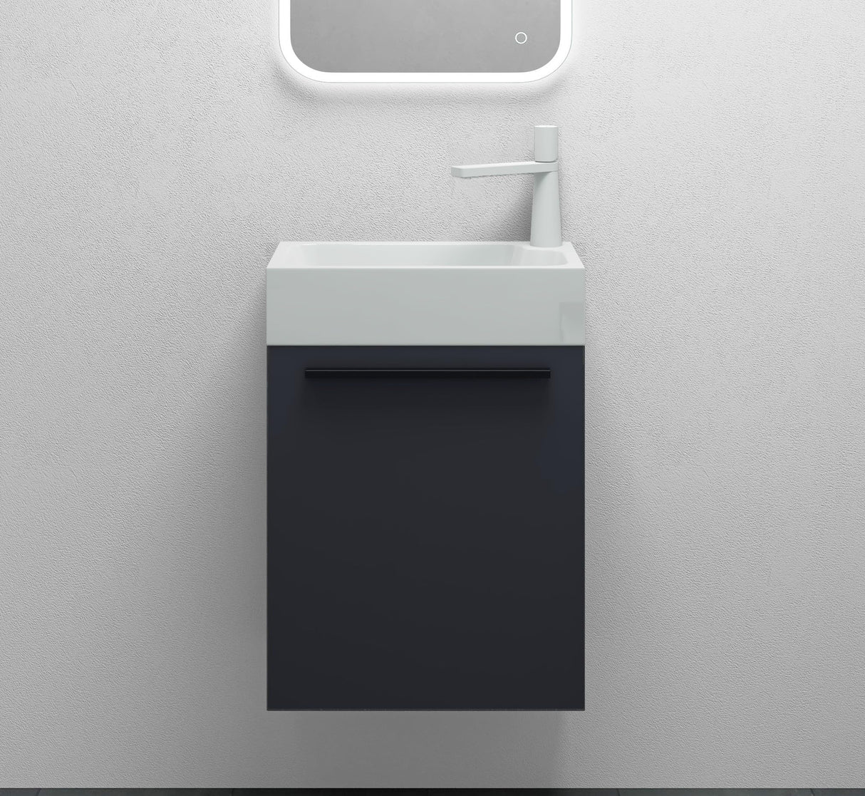glasvilla Badmöbelset Kleiner Waschbeckenunterschrank 46 cm Unterschrank mit Weiß Waschschbecken aus Mineralguss für Gäste-WC Pisa