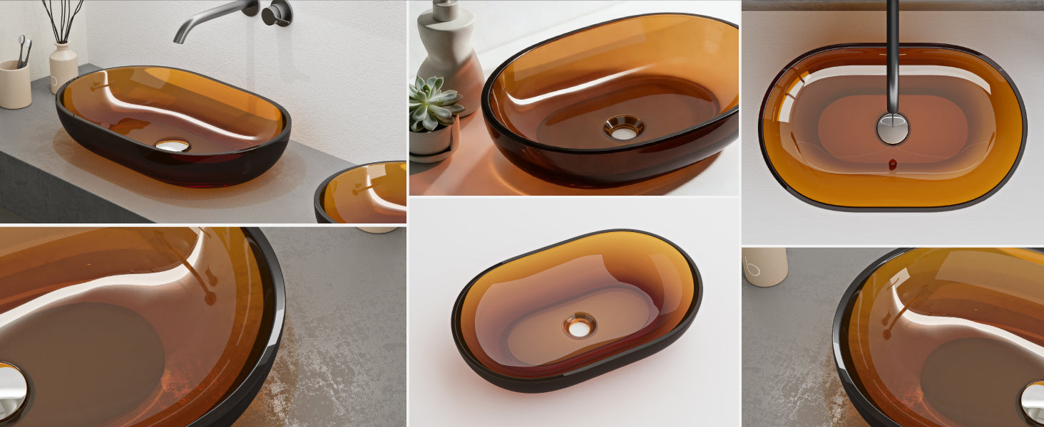 glasvilla Waschbecken Aufsatzwaschbecken aus Kunstharz Waschschale Handwaschbecken Oval 63x34x17cm ohne Hahnloch und Überlauf Coloria03