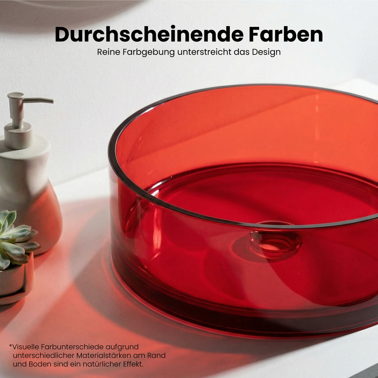 Lavabo Sobre Encimera Glasvilla Coloria01  Resina Translúcida Redonda (40 cm)