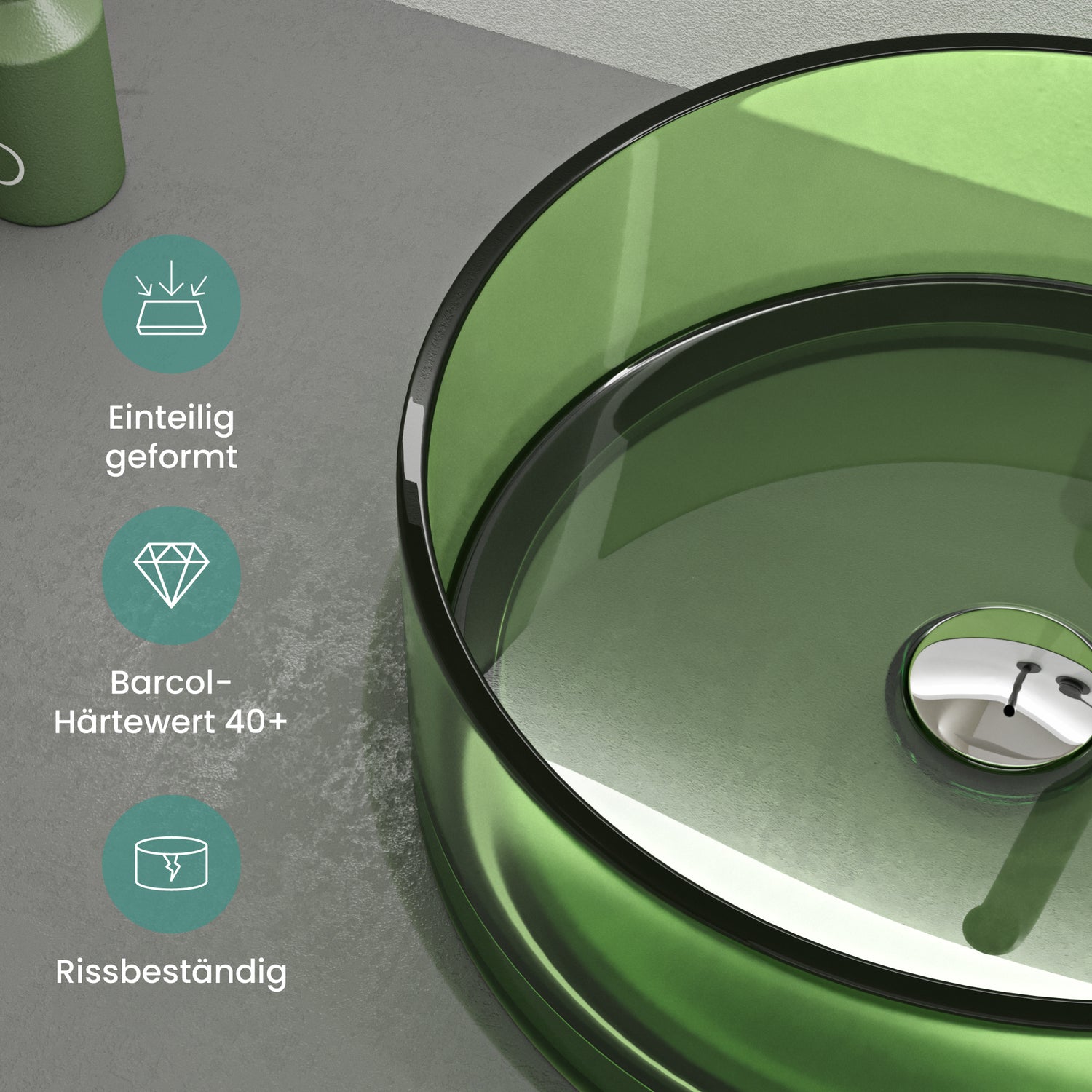 Lavabo Sobre Encimera Glasvilla Coloria01  Resina Translúcida Redonda (40 cm)