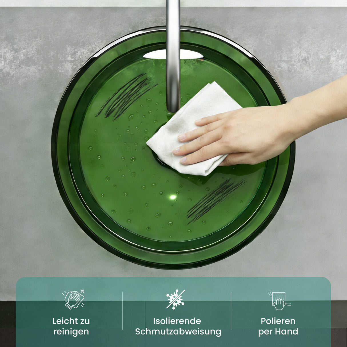 Lavabo Sobre Encimera Glasvilla Coloria01  Resina Translúcida Redonda (40 cm)