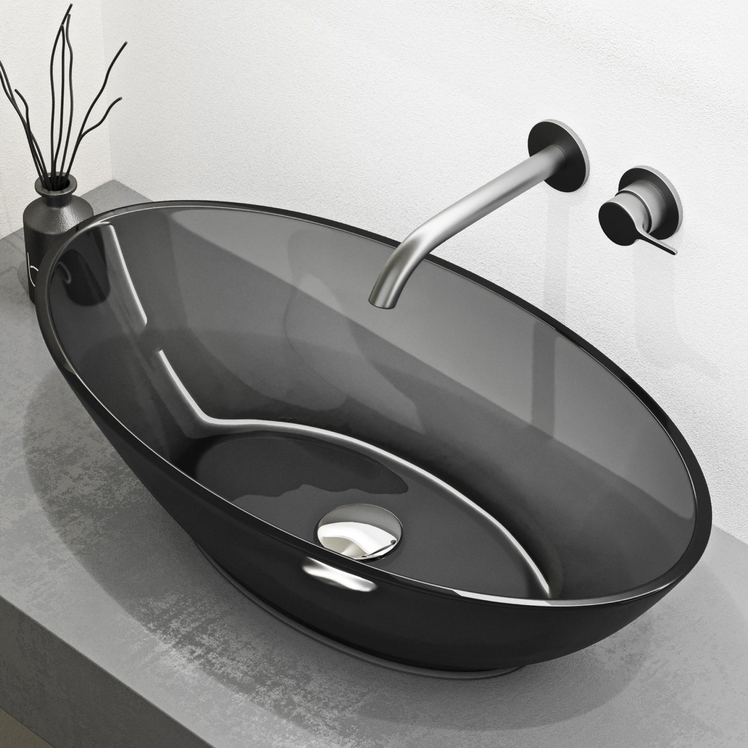 Glasvilla Design Lavabo Sobre Encimera Coloria02 – Resina Oval Translúcida 63 cm