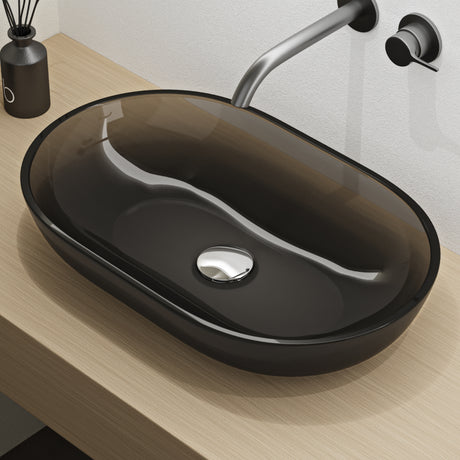 glasvilla Lavabo vasque à poser en résine vasque lave-mains ovale 63x34x17cm sans trou de robinetterie et sans trop-plein Coloria03
