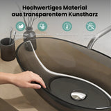 glasvilla Waschbecken Aufsatzwaschbecken aus Kunstharz Waschschale Handwaschbecken Oval 60x36x14cm ohne Hahnloch und Überlauf Coloria04