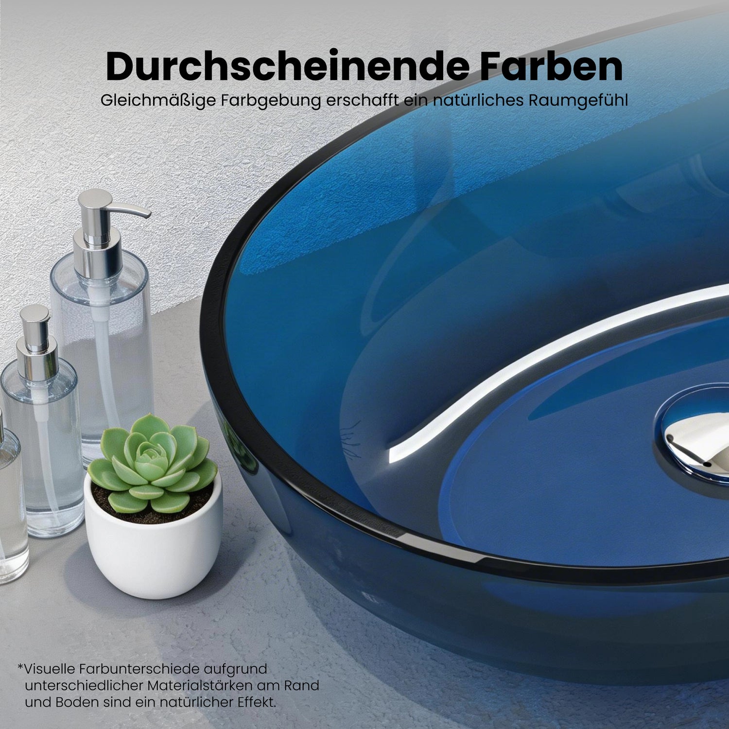 glasvilla Waschbecken Aufsatzwaschbecken aus Kunstharz Waschschale Handwaschbecken Oval 60x36x14cm ohne Hahnloch und Überlauf Coloria04