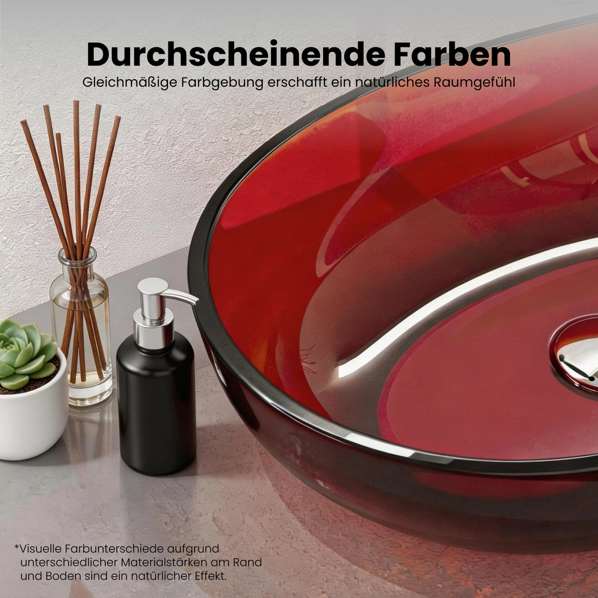 glasvilla Waschbecken Aufsatzwaschbecken aus Kunstharz Waschschale Handwaschbecken Oval 60x36x14cm ohne Hahnloch und Überlauf Coloria04