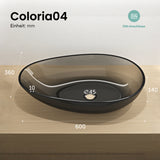 glasvilla Waschbecken Aufsatzwaschbecken aus Kunstharz Waschschale Handwaschbecken Oval 60x36x14cm ohne Hahnloch und Überlauf Coloria04