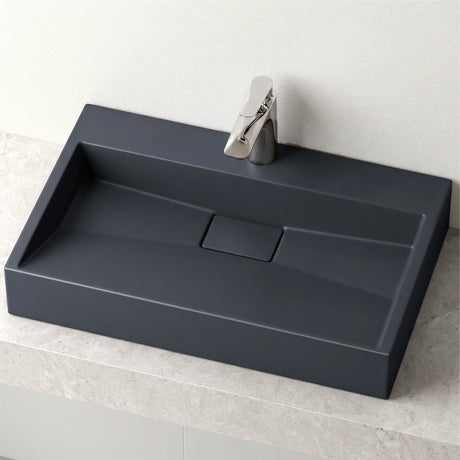 glasvilla Waschbecken Aufsatzwaschbecken Hängewaschbecken Hängewaschtisch inkl. Ablaufgarnitur Mineralguss Rechteckig Waschplatz col19