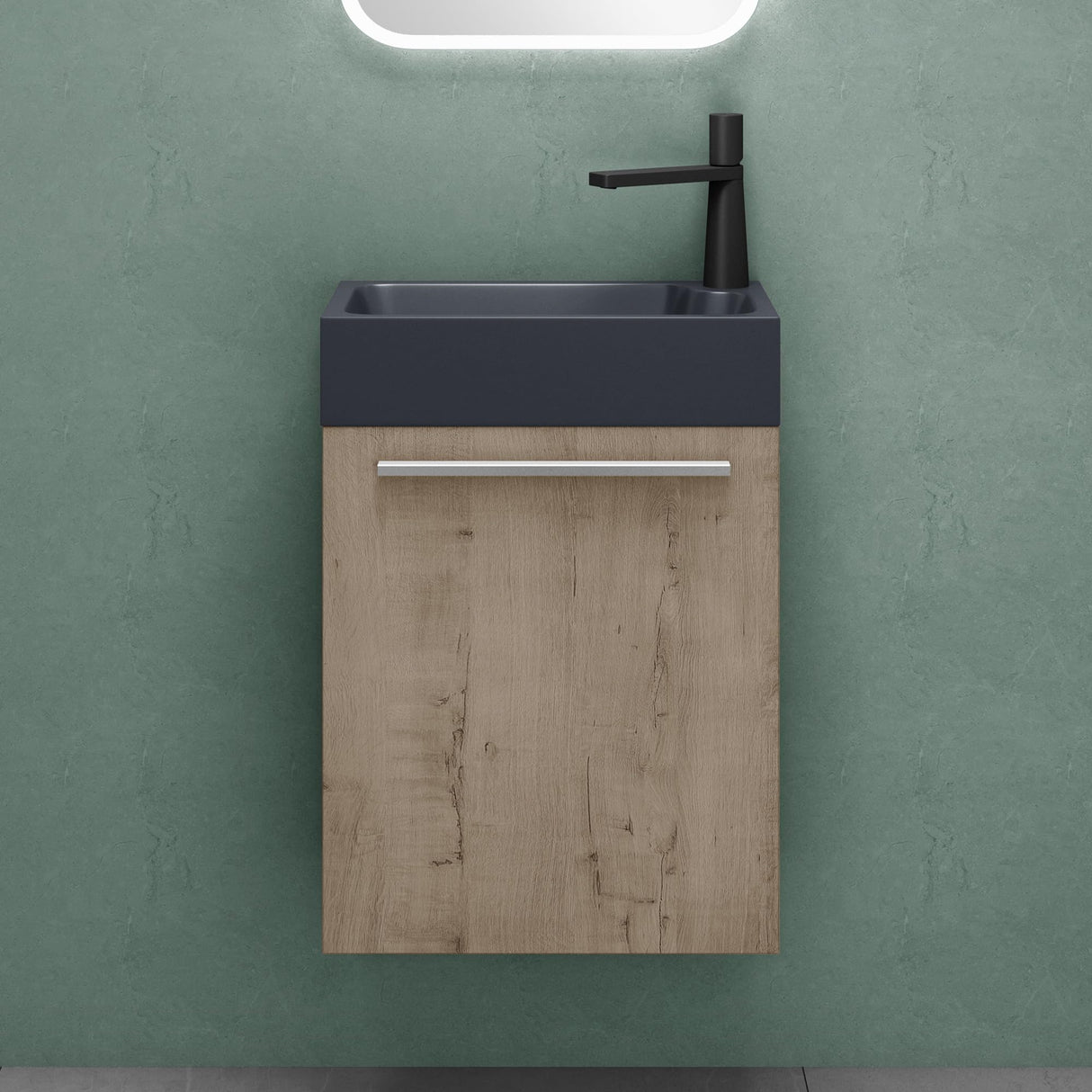 glasvilla Badmöbelset Badezimmermöbel Waschbeckenunterschrank inkl. Waschbecken Anthrazit matt und LED-Badspiegel BxTxH 46x26x63 cm Pisa